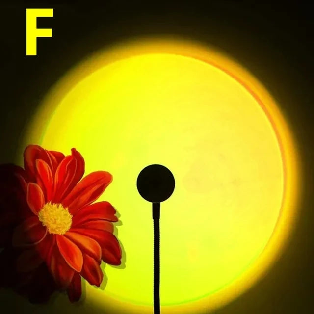 Proyector de lámpara de atardecer LED USB RnnTuu, luz nocturna portátil para decoración del hogar, luz de ambiente para sala de estar, fotografía de pared, luces de neón