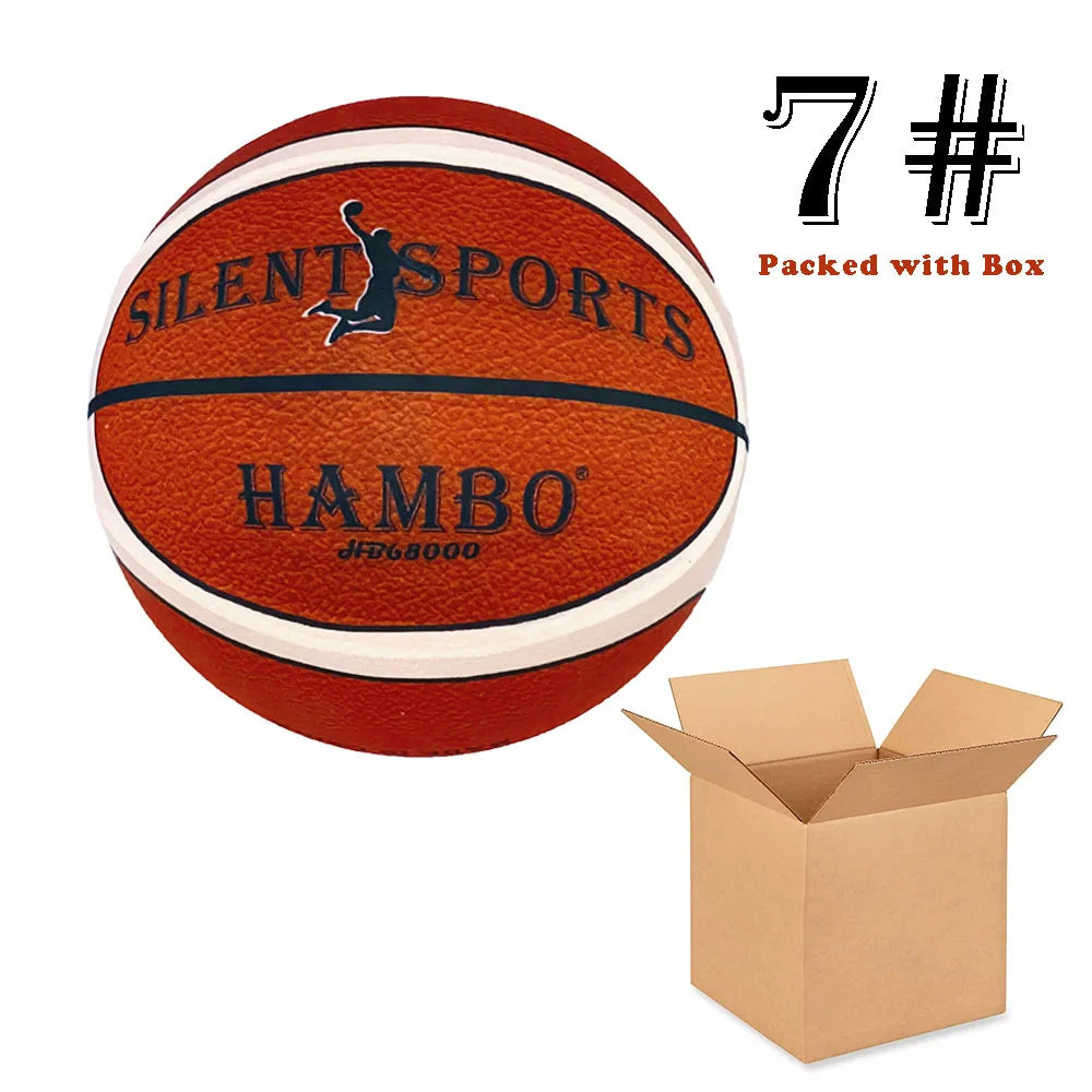 Mute Bouncing Basketball w/ Cover Men Size 7#(29.6in) Women Size 6#(28.9in) Children Indoor Silent PU Foam Ball Quietly Dribble