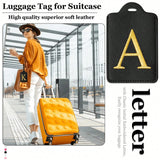 PU Leather Luggage Tag for Travel - Durable Suitcase ID Tag with Privacy Cover & Name Card Slot (A-Z) liu