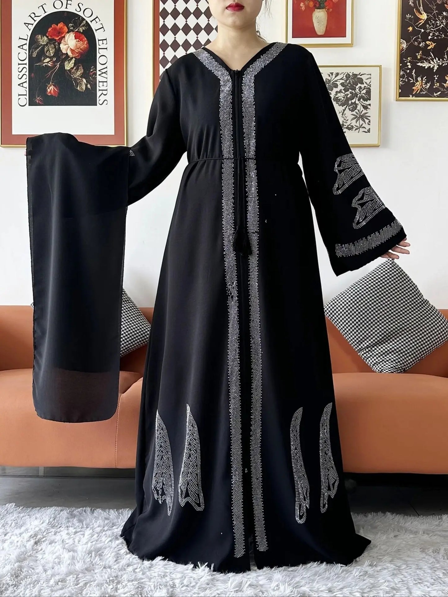 Vestido elegante de gasa para mujer, abaya abierta con cremallera, ropa musulmana, cárdigan islámico, abaya, nuevo