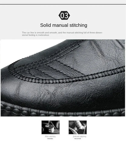 Men Leather Shoes Breathable Business Summer Slip on Loafers Man Casual Black Flats Driving Walking Shoes Moccasins