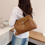 Casual Large Capacity Lychee Pattern Single Shoulder Slant Cross Bag Versatile Underarm Bag Simple Stylish Tote Bag