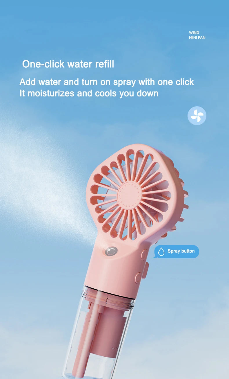 Portable Handheld Spray Fan,Water Spray Mist Fan,Student Dormitory Mini Fan,Summer Supplies, Cooling Tools,Outdoor Small Fan 1pc