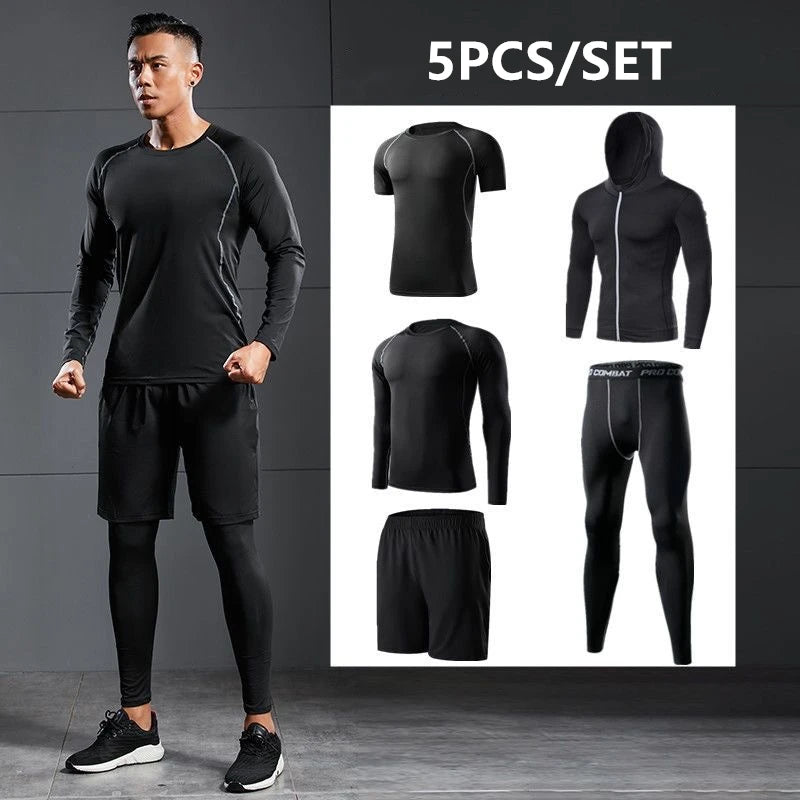Traje deportivo para hombre, conjuntos para correr, compresión, gimnasio, fitness, ropa deportiva de secado rápido, mallas de baloncesto, ropa interior para correr al aire libre y entrenamiento.