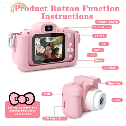 Cámara digital para niños de 1080P HD, cámara de vídeo de 2 pulgadas con funda de silicona, ideal para Navidad y cumpleaños.