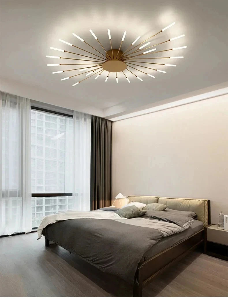 Lámpara de techo LED moderna para sala de estar, comedor, dormitorio, diseño de fuegos artificiales nórdicos, decoración del hogar, iluminación interior