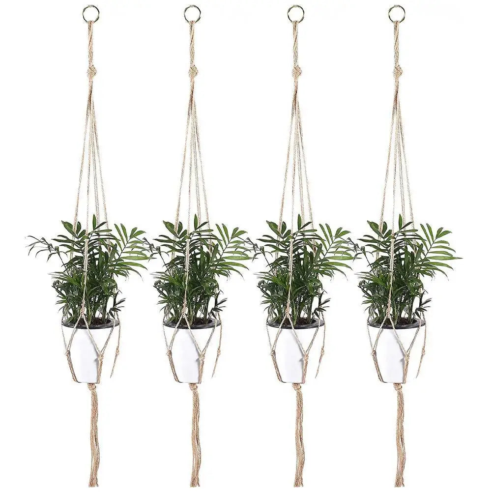 1pcs Braided Rope Hanging Basket  Flower Pot Straw Macrame Net Hanger Garden Holder Craft Plant Balcony Decor Accessories