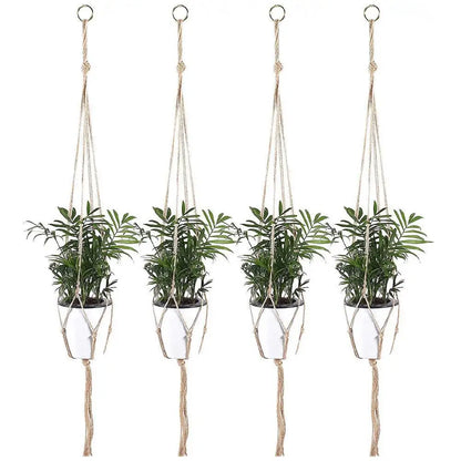 1pcs Braided Rope Hanging Basket  Flower Pot Straw Macrame Net Hanger Garden Holder Craft Plant Balcony Decor Accessories
