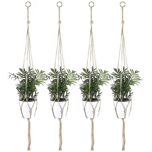 1pcs Braided Rope Hanging Basket  Flower Pot Straw Macrame Net Hanger Garden Holder Craft Plant Balcony Decor Accessories