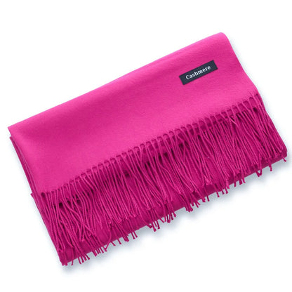 Bufanda multiusos de imitación de cachemira cepillada de color sólido, gruesa, larga, con borlas, para invierno, para niña
