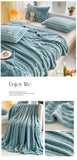 1 Pc Luxury Faux Rabbit Fur Throw Blanket Soft Warm White Striped Fluffy Blankets for Sofa Office Naps Single Double Plush Plaid