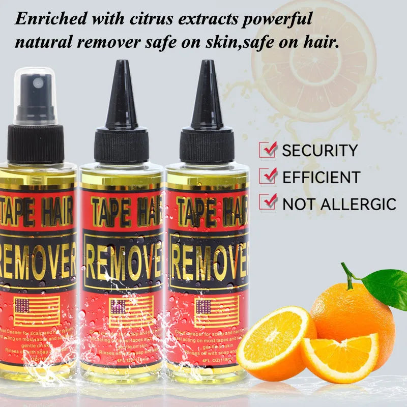 Spray removedor de cola de renda, 4oz, ação rápida, spray de liberação de resíduos, solução de remoção para perucas de renda, extensões, sistemas de cabelo, fita