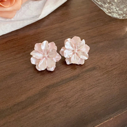 Camélia branca acrílica flores brincos para mulheres, moda temperamento, brinco Fairycore, festa de casamento jóias, atacado