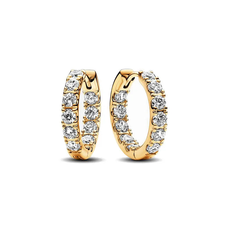 2024 New 925 Silver Plated Double Hoop Earrings For Women Butterfly Sun Moon Heart DIY Accessories 
