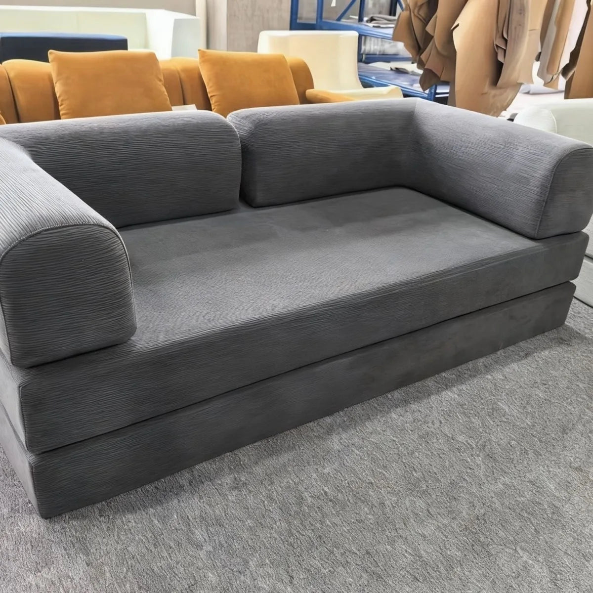 Italian Compressed Sofa Minimalist Retro Corduroy Sofa Bed Lounge Modular Couch Foldable Washable Customizable for Living Room