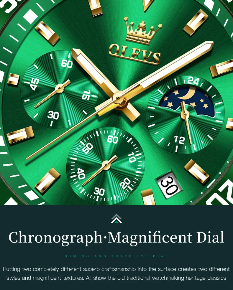 OLEVS Watch Men Top Brand Luxury Gold Quartz Military Watches Waterproof Date Luminous Stainless Steel Chronograph Clock Reloj