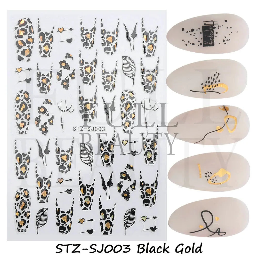 Stickers for Nails Marine Punk Black Line Design Art Slider Party Cool Decoration Adhesive Decal Emboss DIY Manicure Accessories
