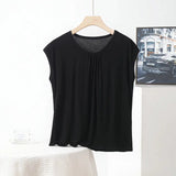 XL to 8XL Plus Size Modal Loose T-Shirt Sleeveless Solid Color Casual Tank Tops Homewear Bottomed Tee Tops Summer Women's Top