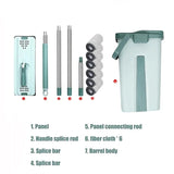 Flat Squeeze Mop com balde, Wringing Floor Cleaning, Microfiber Pads, uso molhado ou seco em madeira laminado, mão livre