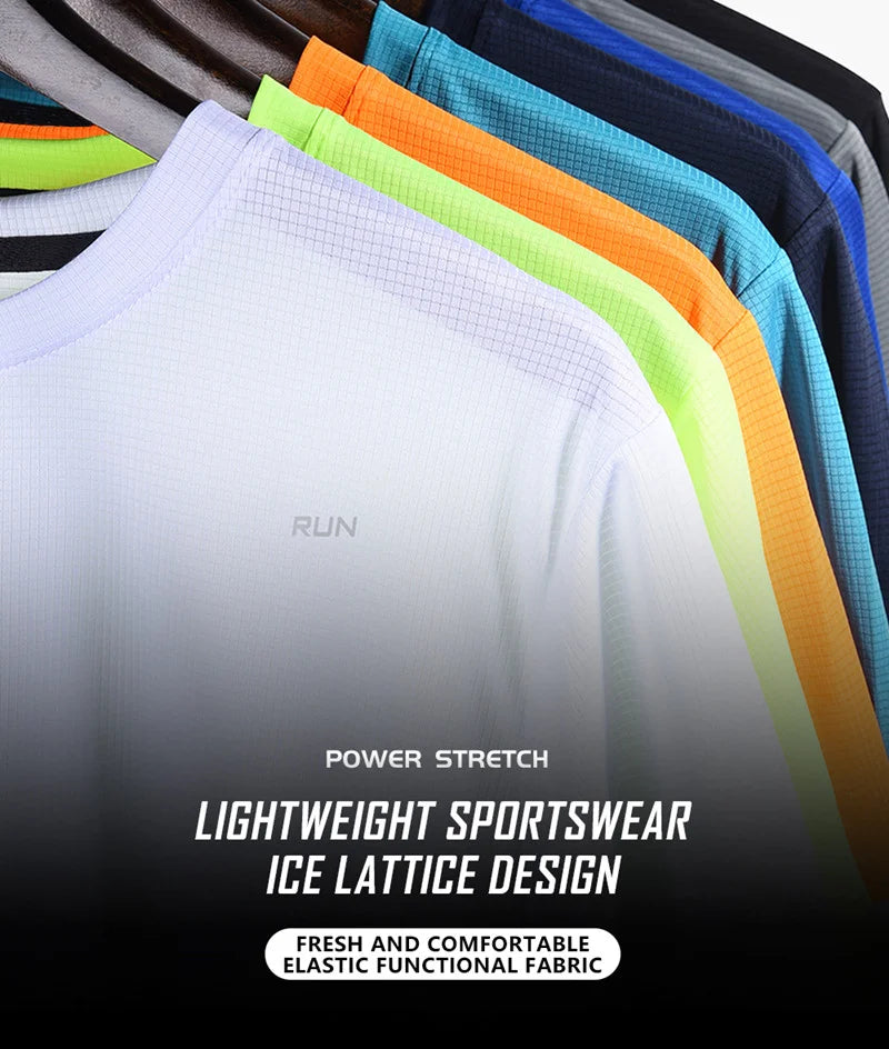 Long and Short-Sleeved T-Shirt Fitness Sports Tops Morning Running Ice Silk Quick Dry Outdoor Mountaineering Gym Clothing Men