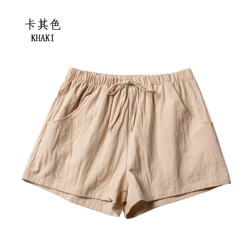 Casual Linen Shorts Women Gym Workout Shorts Cotton Short Pants High Waisted Black Ladies Short Femme Women Shorts Sport Femme