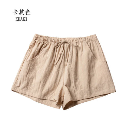 Casual Linen Shorts Women Gym Workout Shorts Cotton Short Pants High Waisted Black Ladies Short Femme Women Shorts Sport Femme