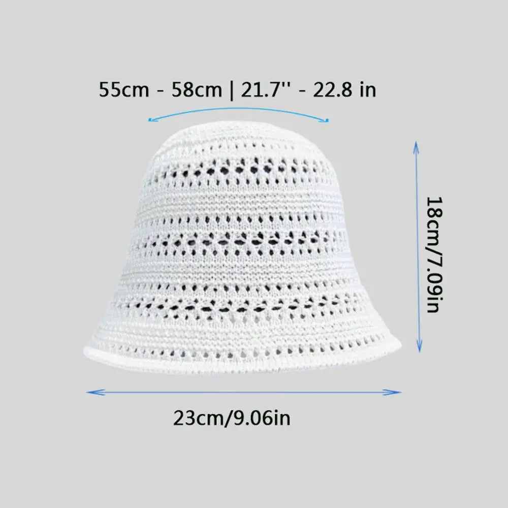 Hollow Out Crochet Sun Hat Wide Brim Bucket Hat Knitted Fisherman Hat Foldable Visor Small Fresh Simple Outdoor Casual Beach Cap
