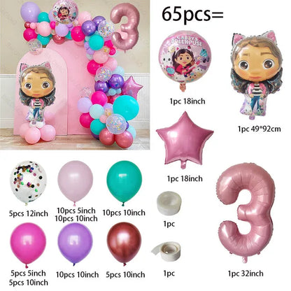 1 Set Gabby Dollhouse Cats Balloon Latex Balls Kids Birthday Party Decoration Baby Shower Supplies Helium Globos Children 