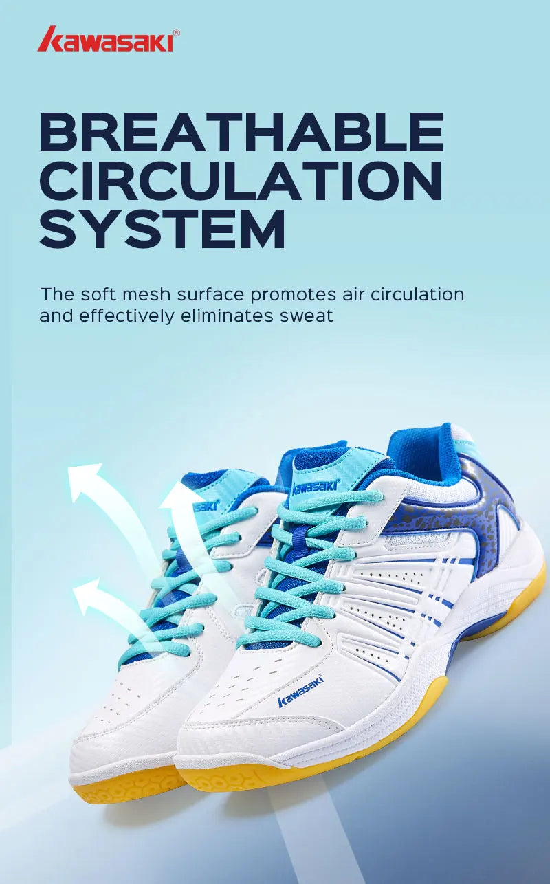 Kawasaki New Badminton Shoes Sneakers Mens Tennis Breathable Anti-Slippery Sport Shoes for Men Women K-065D