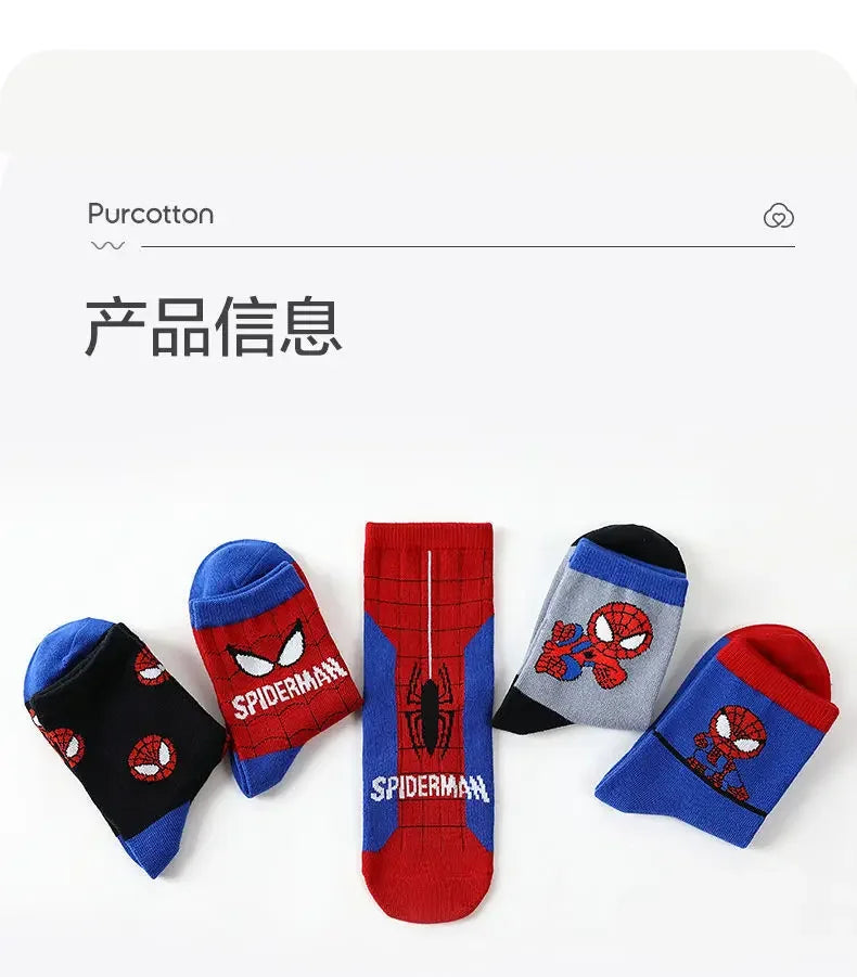 Disney Socks Kids Baby Socks Spiderman Cartoon Anime Hero Cotton Boys Tube Sock Children Autumn Winter Kids Socks Random 1pairs