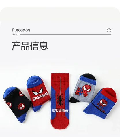 Disney Socks Kids Baby Socks Spiderman Cartoon Anime Hero Cotton Boys Tube Sock Children Autumn Winter Kids Socks Random 1pairs