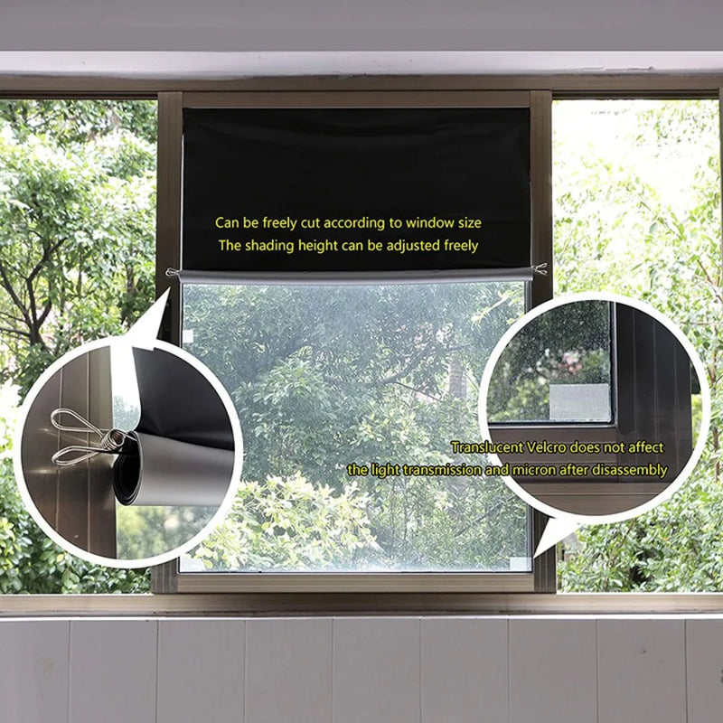 1/2/3M Portable Blackout Curtain Blind Window Thermal Insulated Kitchen Curtains Stick On DIY Non-perforated Temporary Curtain