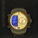 NAVIFORCE Luxury Quartz Watch for Men Honeycomb Dial Design Stainless Steel Wristwatch Dual Display Digital Watches Male Clock