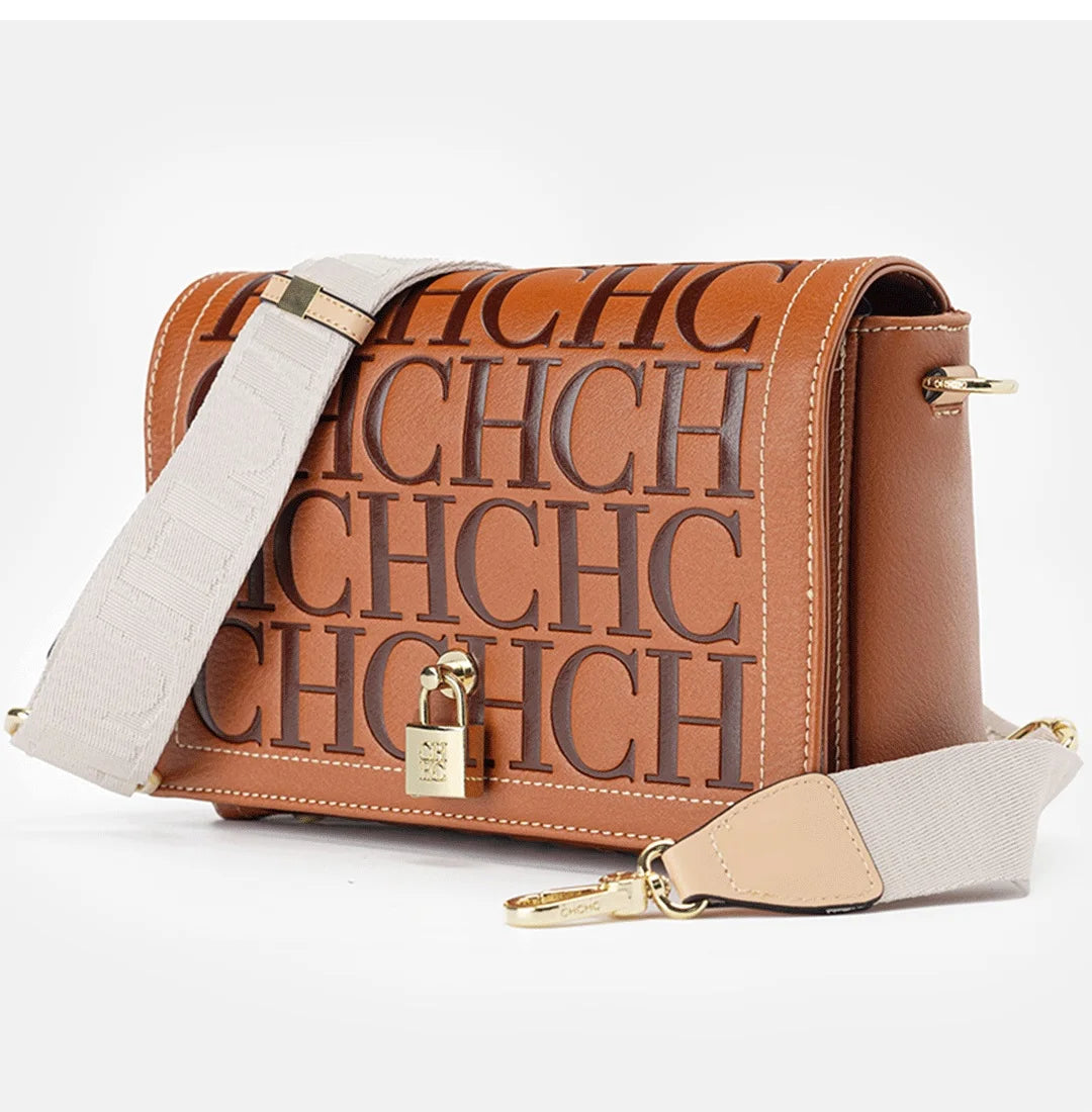 CH Autumn and Winter Solid Color Crossbody Bag Letter Printing High Quality Women's Fashion Elegance 2025 Classic Women's Bag