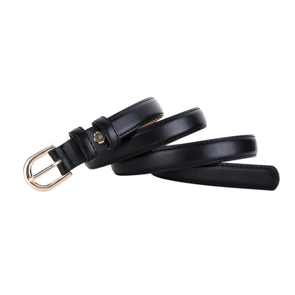 Women's belt genuine leather fashion casual simple everything matching decoration cowhide pants belt white jeans small belt
