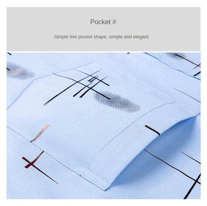 Latest Men's Dress Shirts Spring Autumn Non-iron Anti-wrinkle Business Casual Print Thin Plaid Soft Slim Fit Chemise Homme