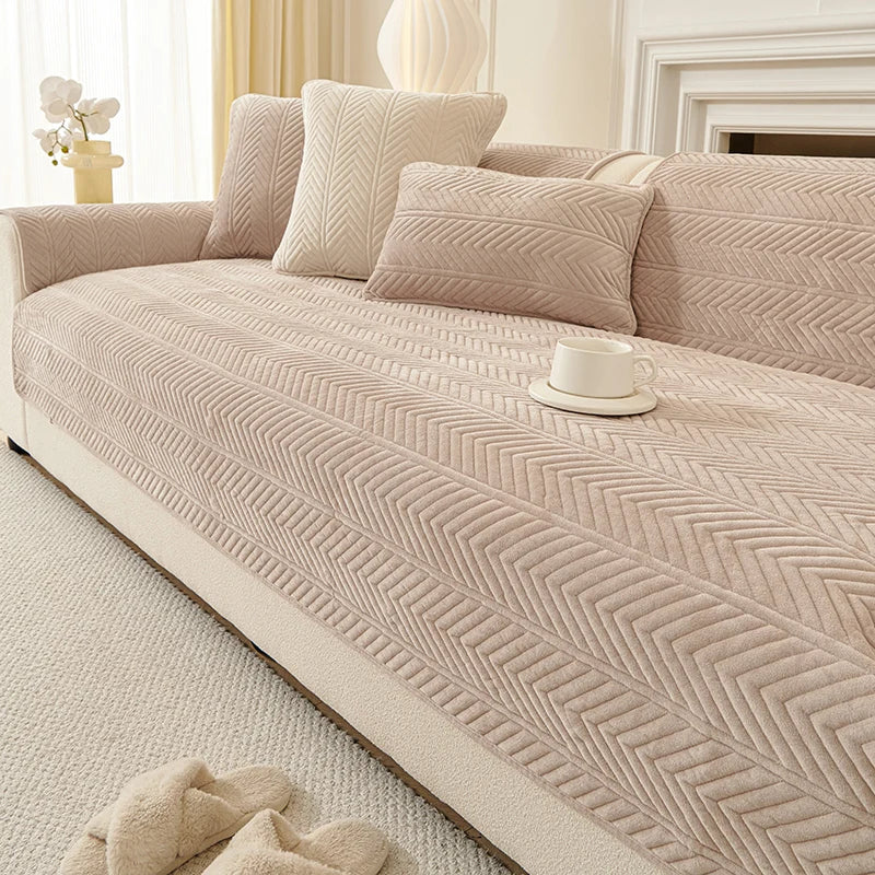 1PC Velvet Thicken Sofa Seat Cover Nordic Universal Sofa Cushion Slipcover Anti-slip L Corner Couch Towel Mat for Living Room