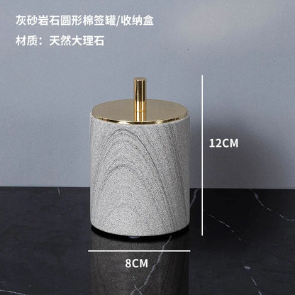 Nordic natural grey marble bathroom accessories Soap dispenser cotton swab jar tissue box soap dish tray bathroom decoration