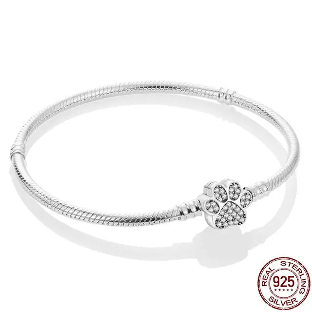 Original 925 Silver Bracelet Snake Chain 17-20 Evil Eye Heart Star Zircon For Charms Beads Pendant Anniversary Jewelry Making Gifts 