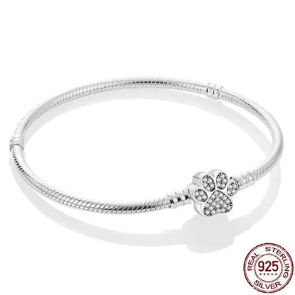 Original 925 Silver Bracelet Snake Chain 17-20 Evil Eye Heart Star Zircon For Charms Beads Pendant Anniversary Jewelry Making Gifts 