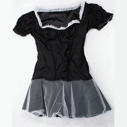 Black Cute French Maid Cosplay Costume Dress Lolita Girls Sexy Vestidos Woman Waitress Maid Party Stage Clothes Plus Size
