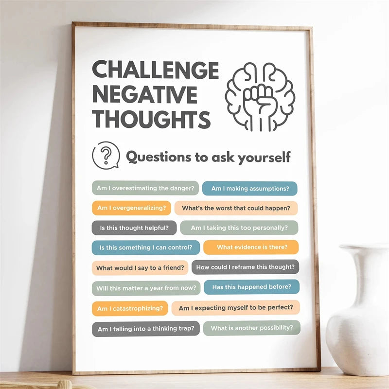 Mental Health Poster Encouragement Prints Calm Corner Canvas Painting Therapy Wall Art Picture Classroom Home Decoration