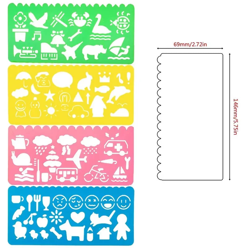 Animal Geometry Art Multifunctional Hollow Rulers Drafting Tools School Painting Supplies Office Kid Art Drawing Stationery Rule