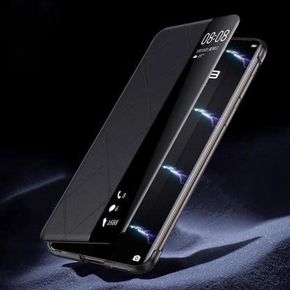 Genuine Leather Case For Huawei Mate 70 Pro Case Intelligent Window View Phone Protector For Mate70 Magnetic Flip Cover