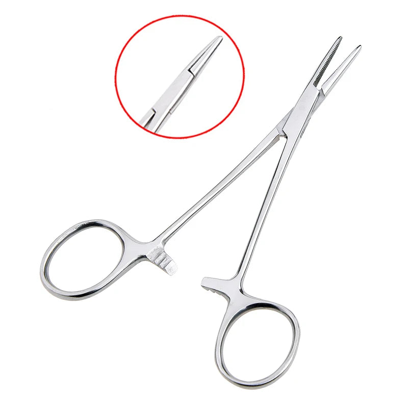Herramienta manual de 12,5 x 16 x 18 cm, pinzas hemostáticas para pelo de mascotas, alicates de pesca, herramientas de depilación, herramienta de corte con punta curva/recta.