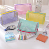 Fashion Mesh Cosmetic Bag Dopamine Large Capacity Lipstick Makeup Bag Transparent Travel Toiletry Bag Travel