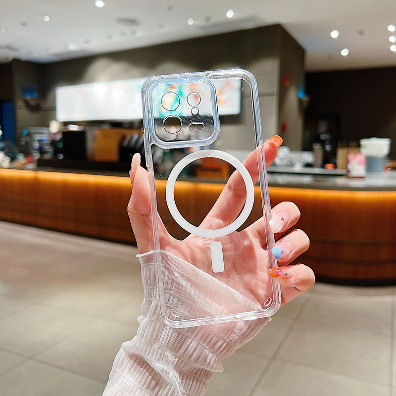 Transparent For Magsafe Case for Xiaomi Mi 15 14 13 Pro Ultra 13T 14T Redmi Note 13 14 4G 5G Magnetic Shockproof Hard Cover