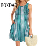 Fashion Elegant Tie Dye Striped 3D Print Dress For Summer 2025 Women's Plus Size Clothing Sundress Loose Sleeveless Vest Dresses