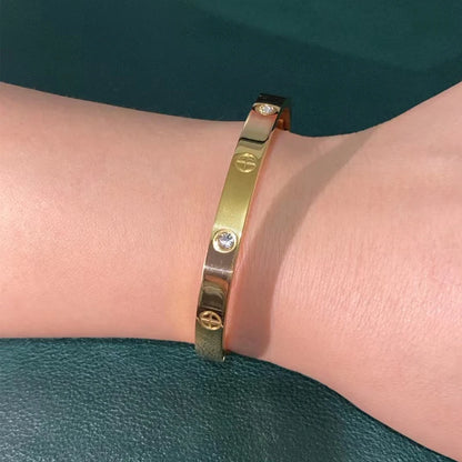 New Design Gold Color Zircon And Cross Nut Nail Bracelet & Bangle For Woman Stainless Steel Screw Brand Jewelry Dropshipping
