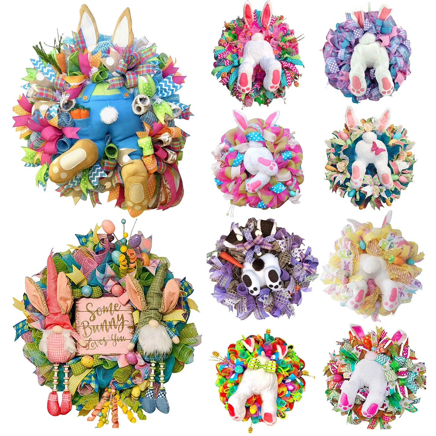 Easter Thief Bunny Butt Wreath With Easter Cross Garland Home Decor Spring Wedding Wreath Storage Cartoon Bunny Shape Ornaments